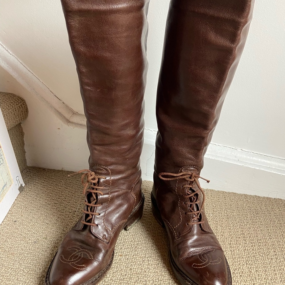 Chanel Leather Knee High Riding Boots - Picture 9 of 16